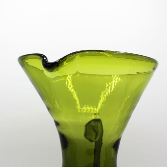 Vintage Hand Blown MCM Olive Green Bischoff Hourglass Cocktail Pitcher 12" Tall - Picture 6 of 6